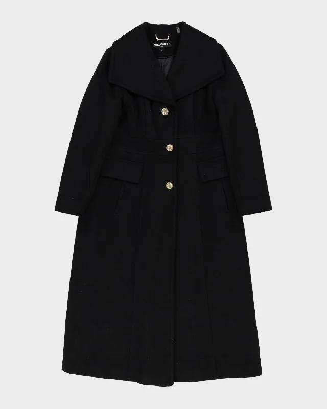 Karl Lagerfeld Long Black Wool Overcoat - S Urban Street Chic Coat