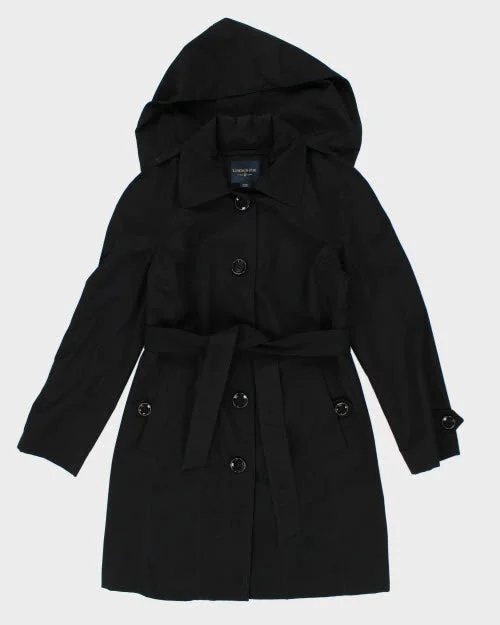 London Fog Hooded Overcoat Mac - M Puffy Shoulder Overcoat