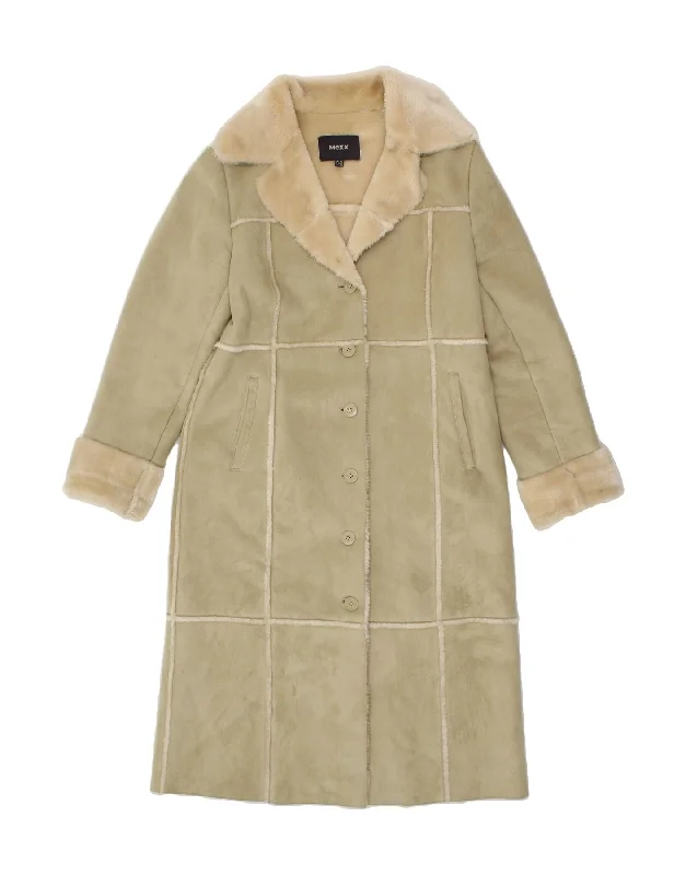 MEXX Womens Sherpa Overcoat UK 14 Medium  Beige Polyester High-End Luxe Coat