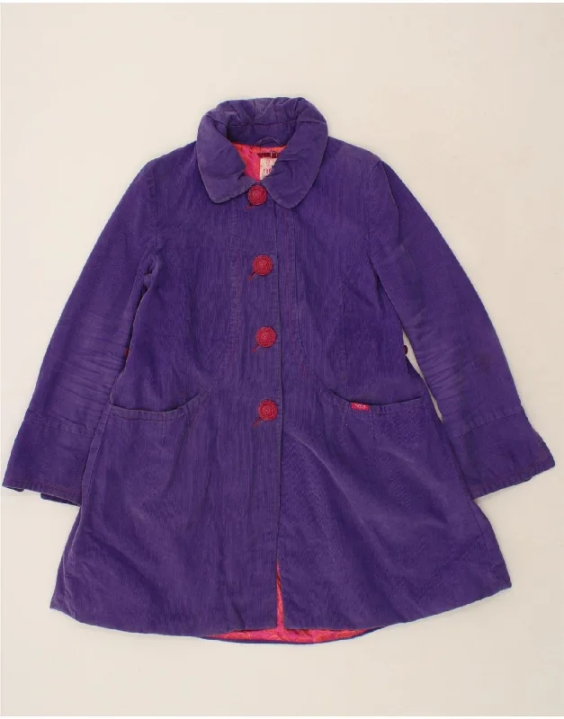 NESS Womens Corduroy Overcoat UK 10 Small  Purple Cotton Elegant Cape Overcoat