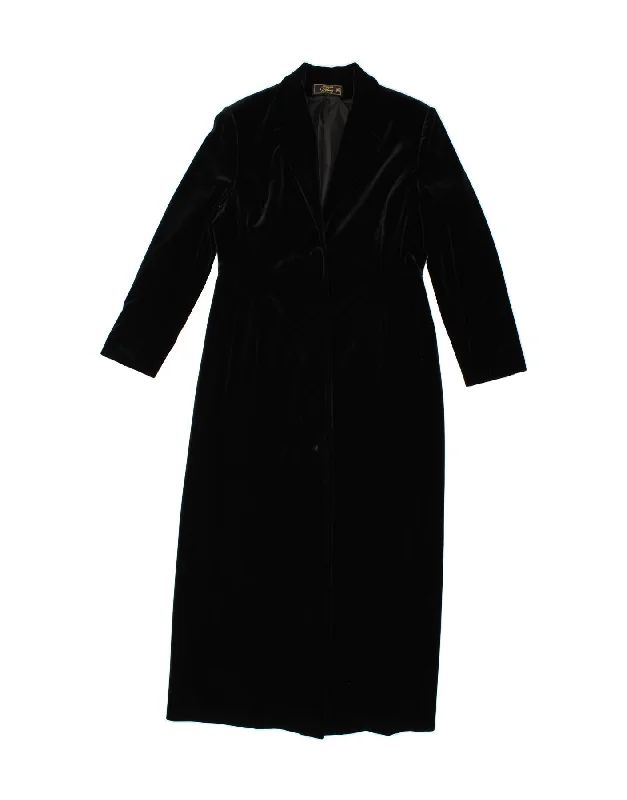 ST. BERNARD Womens Velvet Overcoat UK 14 Medium  Black Urban Street Chic Coat