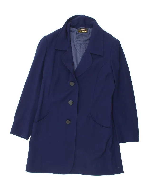 TESSUTO Womens Overcoat UK 12 Medium Blue Soft Drape Coat