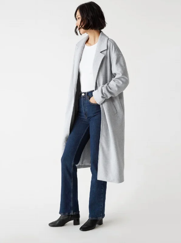 Torres Terry Overcoat In Heather Grey Draped Collar Overcoat