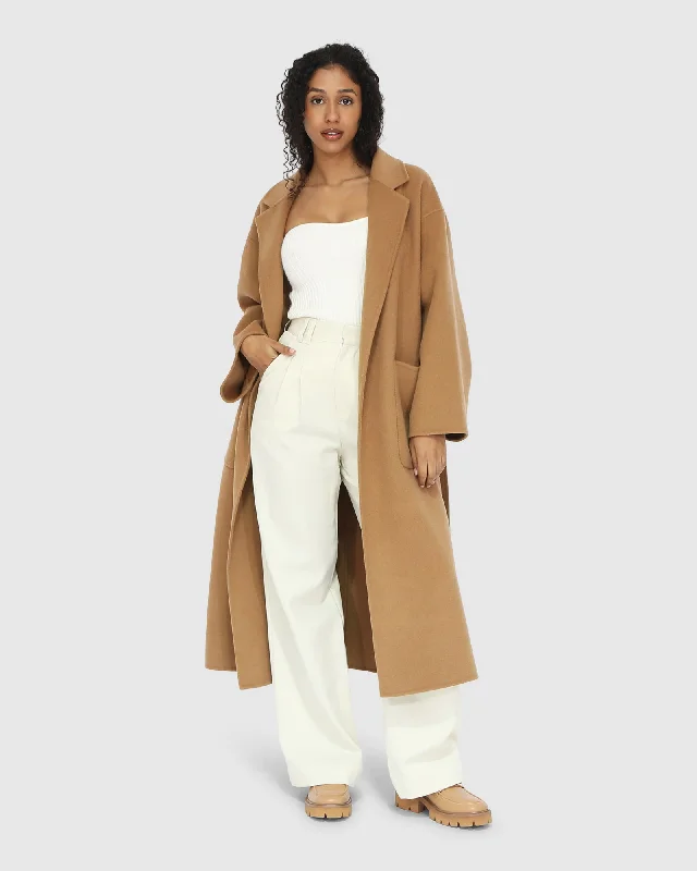 Wide Awake Split Hem Overcoat Structured Lapel Overcoat