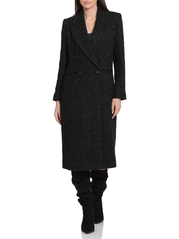 Womens Long Cold Weather Overcoat Ruffled Collar Coat