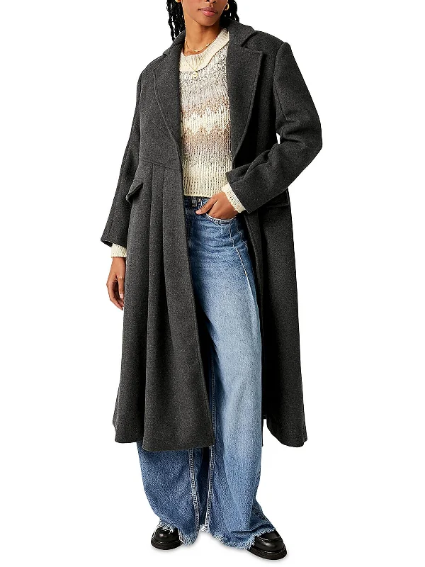 Womens Wool Blend Maxi Overcoat Quilted Belted Coat