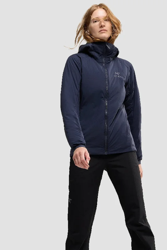 Arc'teryx Women's Atom Hoody in Black Sapphire Hoodie with Monochrome Minimalist Simple