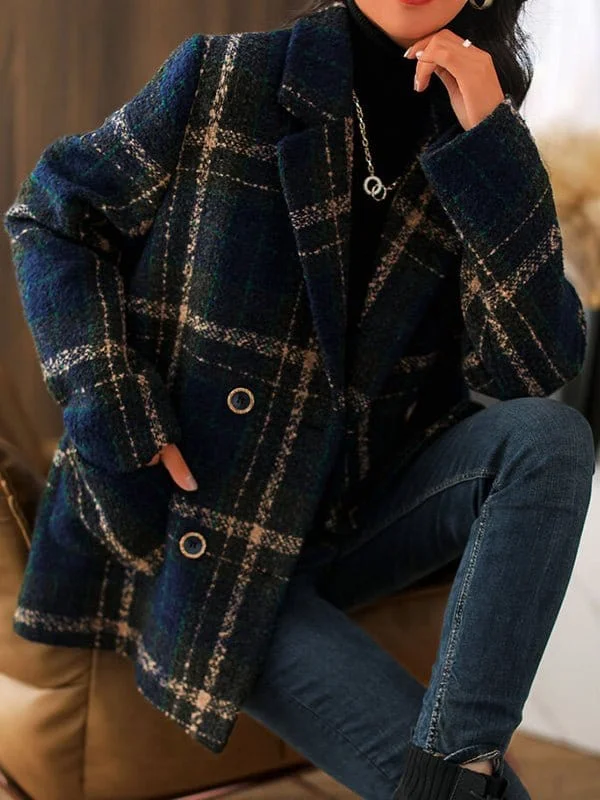 Classic Plaid Overcoat for Women Sophisticated Evening Coat