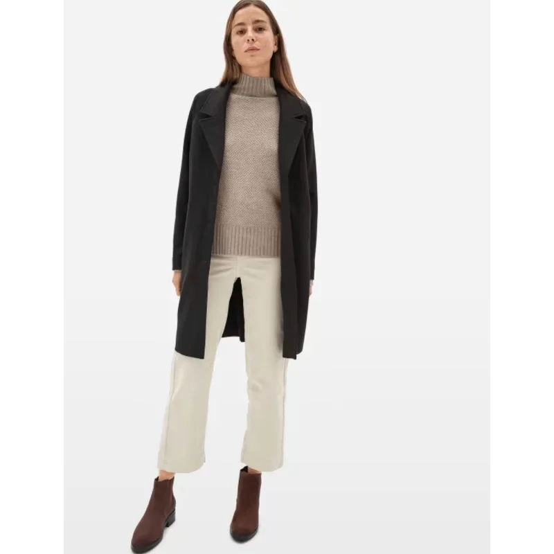 Everlane Womens The Dream Coat Small Black Overcoat Knit Long NWT Feminine Silhouette Coat