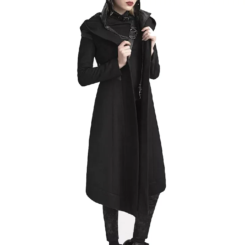 Gothic trench Women Overcoats / Vintage Alternative Fashion Plain Gothic Coats Side-Slit Wool Coat