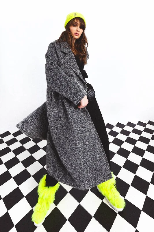 Lili Sidonio Grey Loose Overcoat Reversible Winter Coat