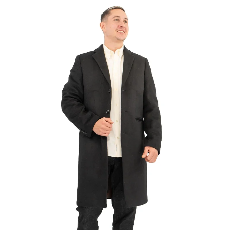 M&S Mens Wool Blend Overcoat Black Elegant Longline Blazer Coat