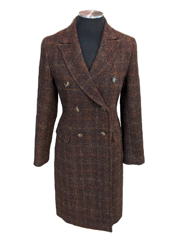 Melody Women's Harris Tweed Overcoat Elegant Checkered Overcoat