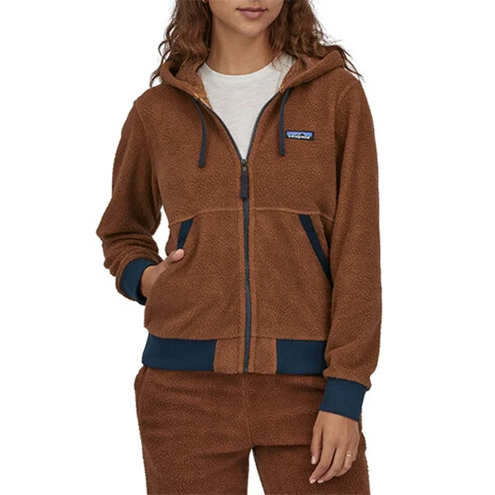 Patagonia Shearling Fleece Hoody Womens Hoodie with Mock Neck Collared Structured