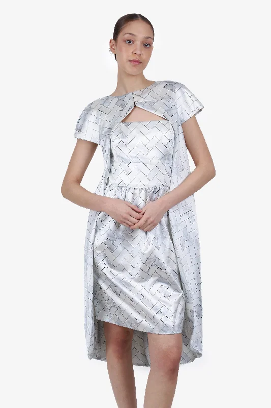 Prabal Gurung White/Grey Silk Patterned Strapless Mini Dress + Overcoat Size 6 Set Insulated Long Overcoat