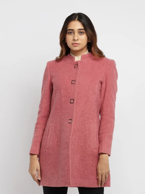 Women's Solid Long Overcoat Soft Brushed Wool Coat