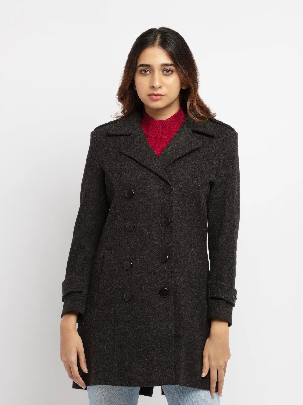 Women's Solid Long Overcoat High-Collar Winter Coat