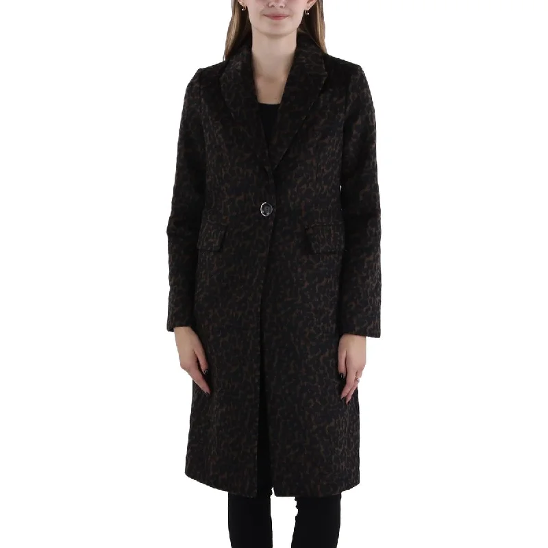 Tahari Womens Wool Blend Cold Weather Overcoat Herringbone Wool Overcoat