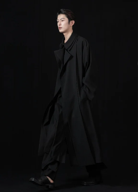 Versatile Wave Collar Overcoat Structured Lapel Overcoat