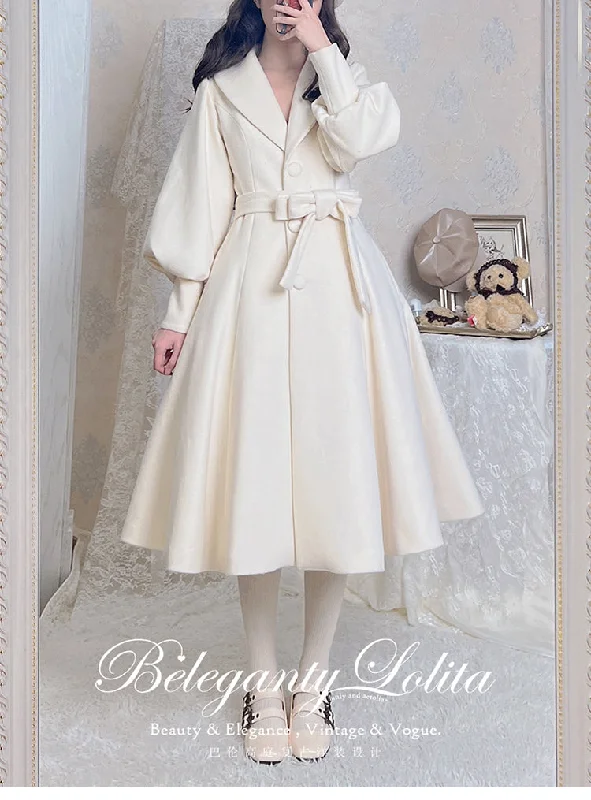 Beleganty~Ona~Retro Slim-fitting Woolen Winter Lolita Overcoat Vintage Wool Overcoat