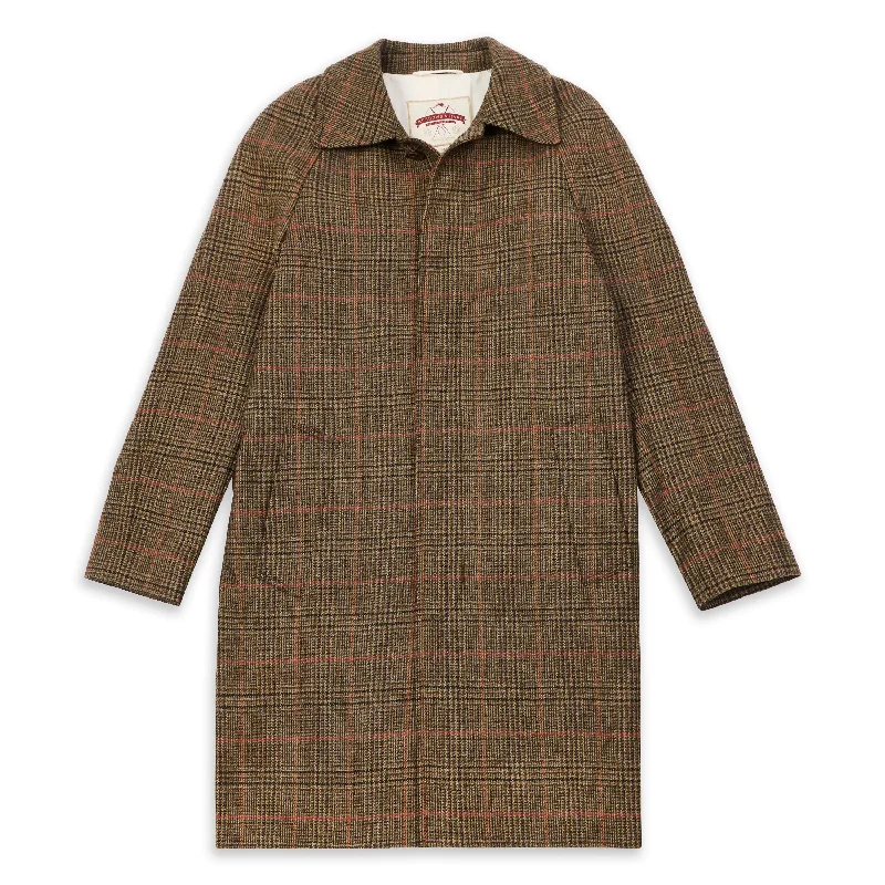 Gladstone Yorkshire Tweed Overcoat - Houndstooth Elegant Open-Front Coat