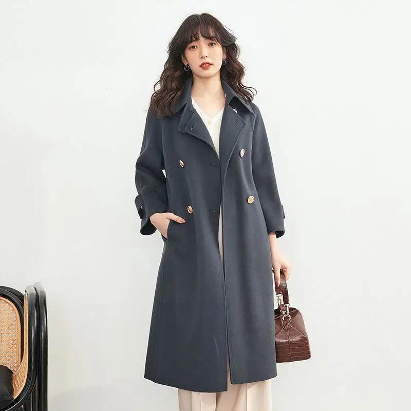 Double-faced cashmere overcoat Warm Belted Coat