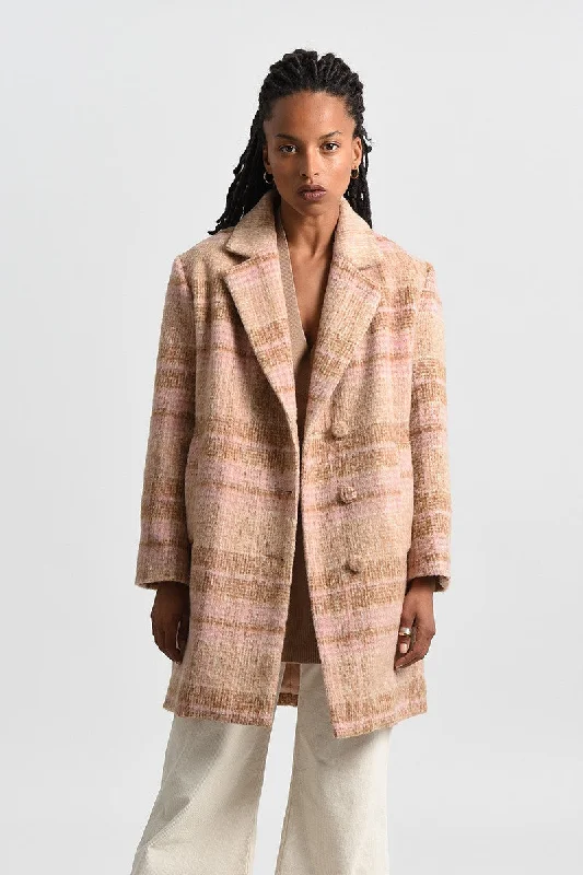 Mid-Length Plaid Overcoat Cashmere Blended Overcoat