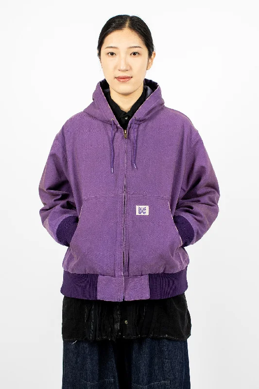 Zip Work Hoody Purple Hoodie with Ribbed Neckline Snug Warm