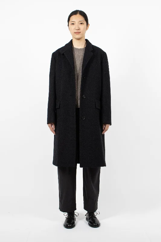 Wool Melton Overcoat Midnight Soft Hooded Wrap Coat