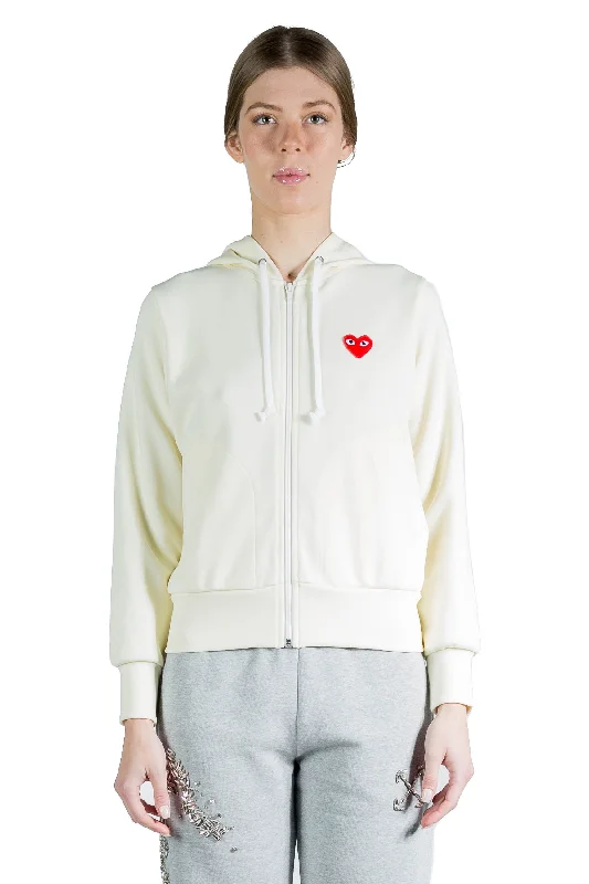 Comme Des Garcons Play W Zip Hoody Ivory Hoodie Jacket Zipper Layering