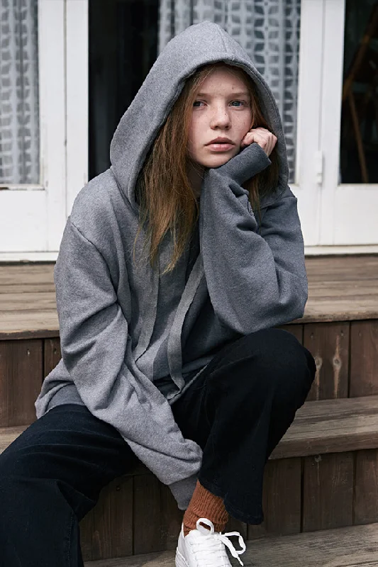 Outside Hoody - Grey Hoodie with Emblem Brand Identity