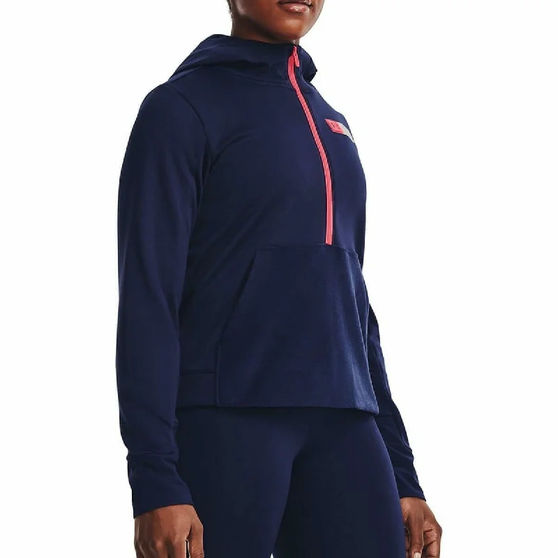 Under Armour Plus Half Zip Womens Training Hoody - Navy Hoodie with Zipper Placket Modern Functional