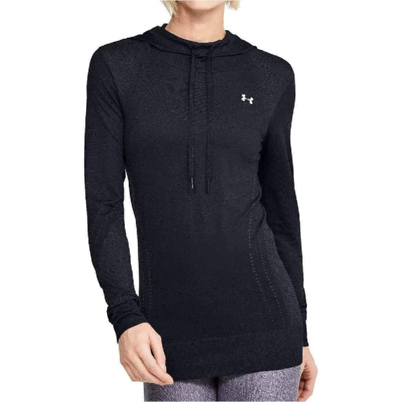 Under Armour Seamless Womens Training Hoody - Black Hoodie with Hidden Zipper Minimalist Clean