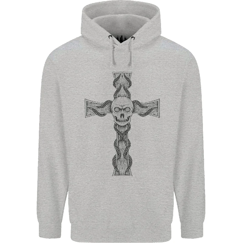 A Gothic Skull and Tentacles on a Cross Mens 80% Cotton Hoodie Hoodie with Half-Zip Sporty Casual A Gothic Skull and Tentacles on a Cross Mens 80% Cotton Hoodie Hoodie with Half-Zip Sporty Casual