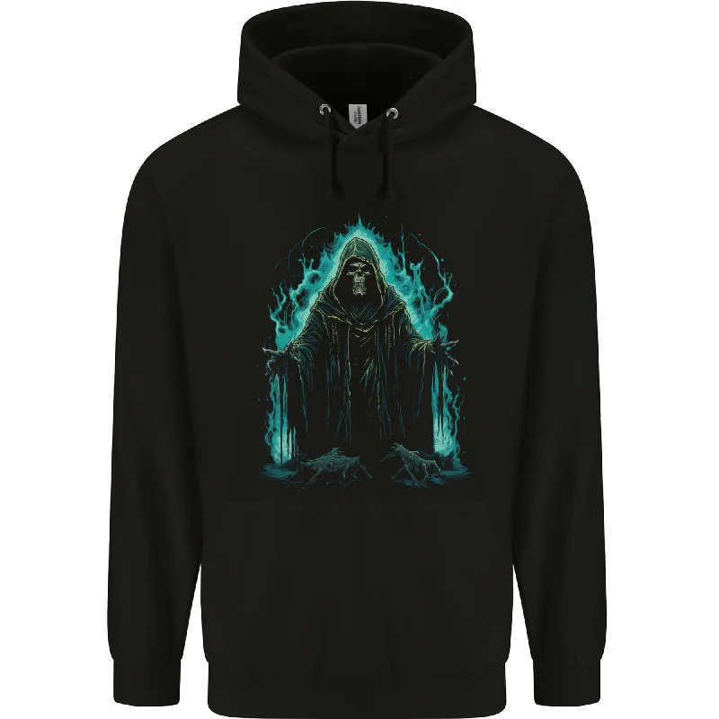 A Green Grim Reaper Mens 80% Cotton Hoodie Hoodie with Pastel Soft Subtle
