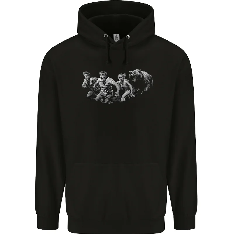 A Grizzly Bear Chasing Hiking Camping Travelling Mens 80% Cotton Hoodie Hoodie with Raw Hem Edgy Unfinished A Grizzly Bear Chasing Hiking Camping Travelling Mens 80% Cotton Hoodie Hoodie with Raw Hem Edgy Unfinished