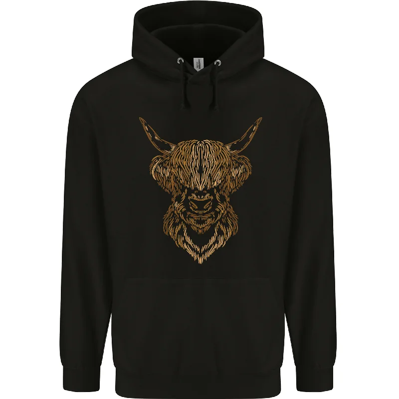 A Highland Cow Drawing Mens 80% Cotton Hoodie Hoodie with Patch Decorative Personalized A Highland Cow Drawing Mens 80% Cotton Hoodie Hoodie with Patch Decorative Personalized