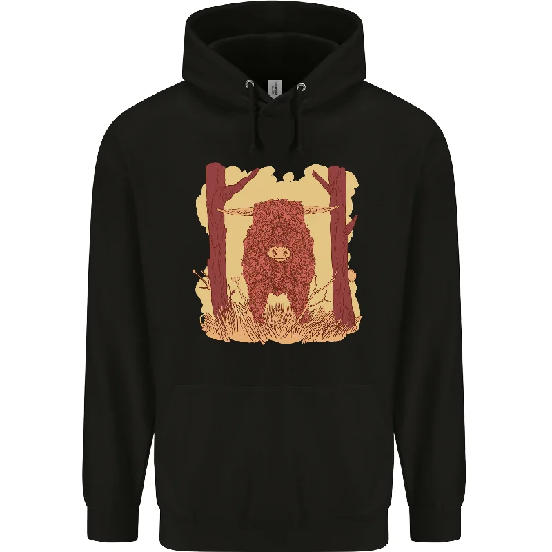 A Highland Cow Mens 80% Cotton Hoodie Hoodie with Sequins Glamorous Eye-catching