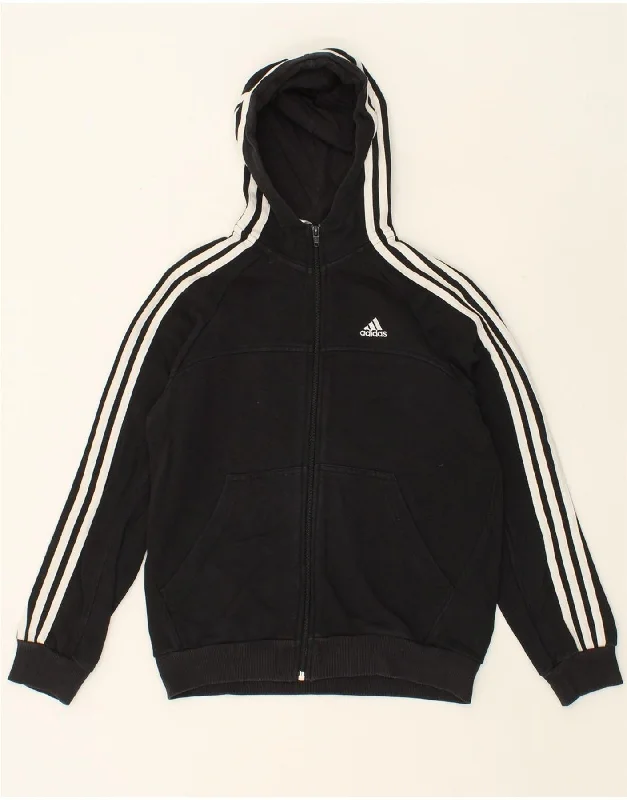 ADIDAS Boys Zip Hoodie Sweater 11-12 Years Black Cotton Hoodie with Applique Textured Unique ADIDAS Boys Zip Hoodie Sweater 11-12 Years Black Cotton Hoodie with Applique Textured Unique