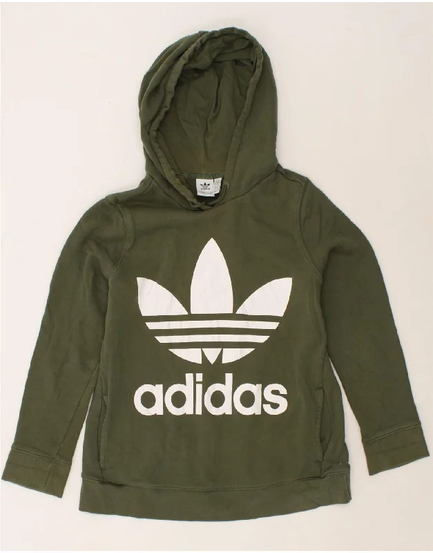 ADIDAS Womens Graphic Hoodie Jumper UK 14 Medium Green Hoodie with Stripes Bold Sporty ADIDAS Womens Graphic Hoodie Jumper UK 14 Medium Green Hoodie with Stripes Bold Sporty