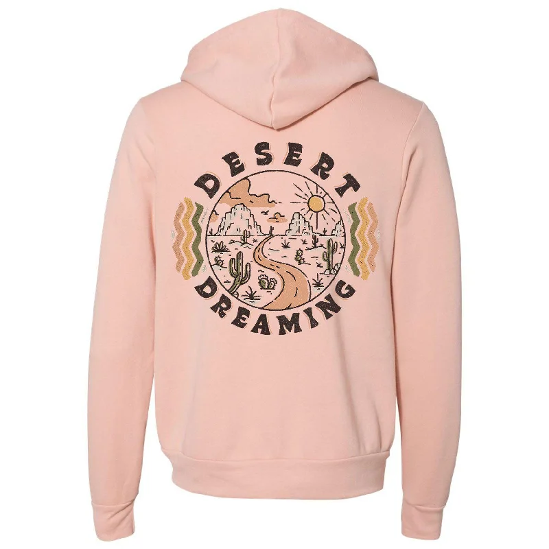 Arizona Dreaming Road Zipper Hoodie Hoodie with Hem Fringe Bohemian Relaxed