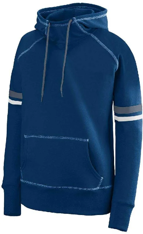 Augusta 5440 Ladies Spry Hoody - Navy White Graphite Hoodie with Hem Raw Edge Edgy Unfinished