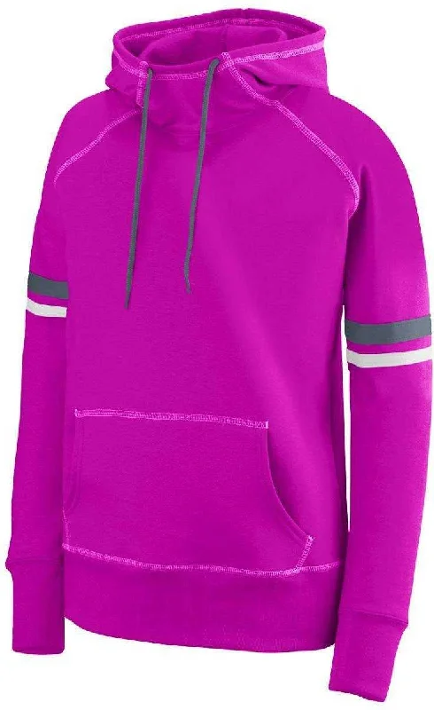 Augusta 5440 Ladies Spry Hoody - Power Pink White Graphite Oversized Hoodie Comfort Casual