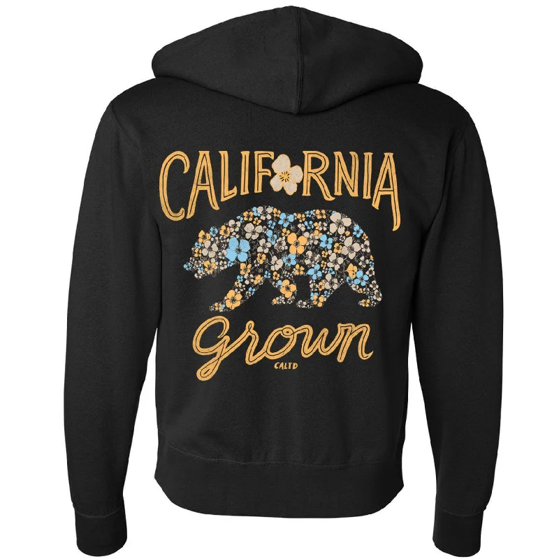Bear Poppy Blossom Zipper Hoodie Hoodie with Pastel Soft Subtle