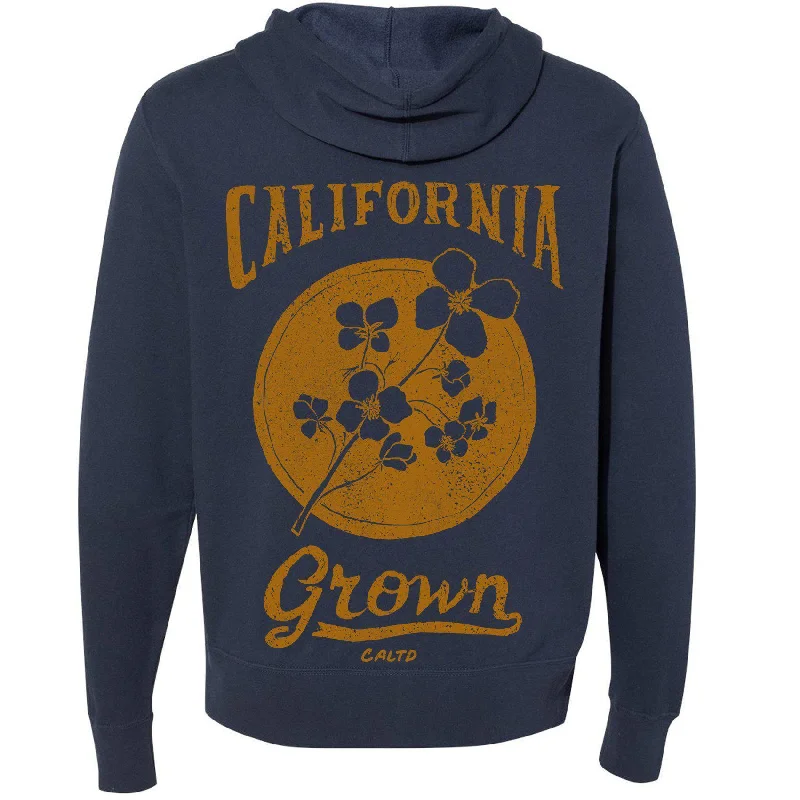 California Grown Circle Zipper Hoodie Hoodie with Hem Applique Textured Unique