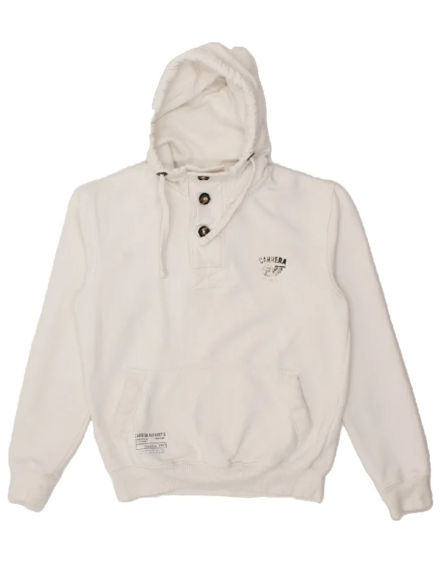 CARRERA Womens Hoodie Jumper UK 14 Medium White Cotton Hoodie with High-Low Hem Asymmetrical Trendy CARRERA Womens Hoodie Jumper UK 14 Medium White Cotton Hoodie with High-Low Hem Asymmetrical Trendy