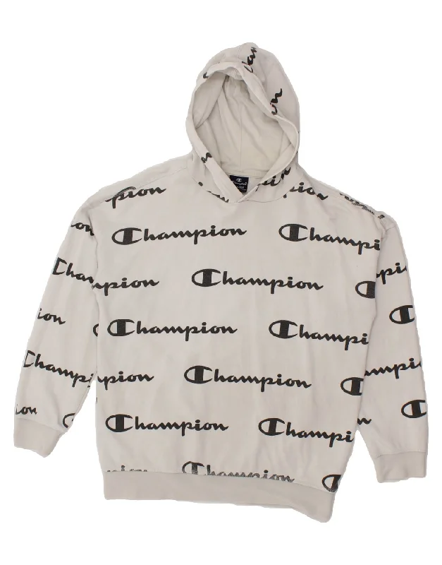 CHAMPION Boys Graphic Hoodie Jumper 13-14 Years XL White Cotton Hoodie with Full-Zip Functional Layering CHAMPION Boys Graphic Hoodie Jumper 13-14 Years XL White Cotton Hoodie with Full-Zip Functional Layering