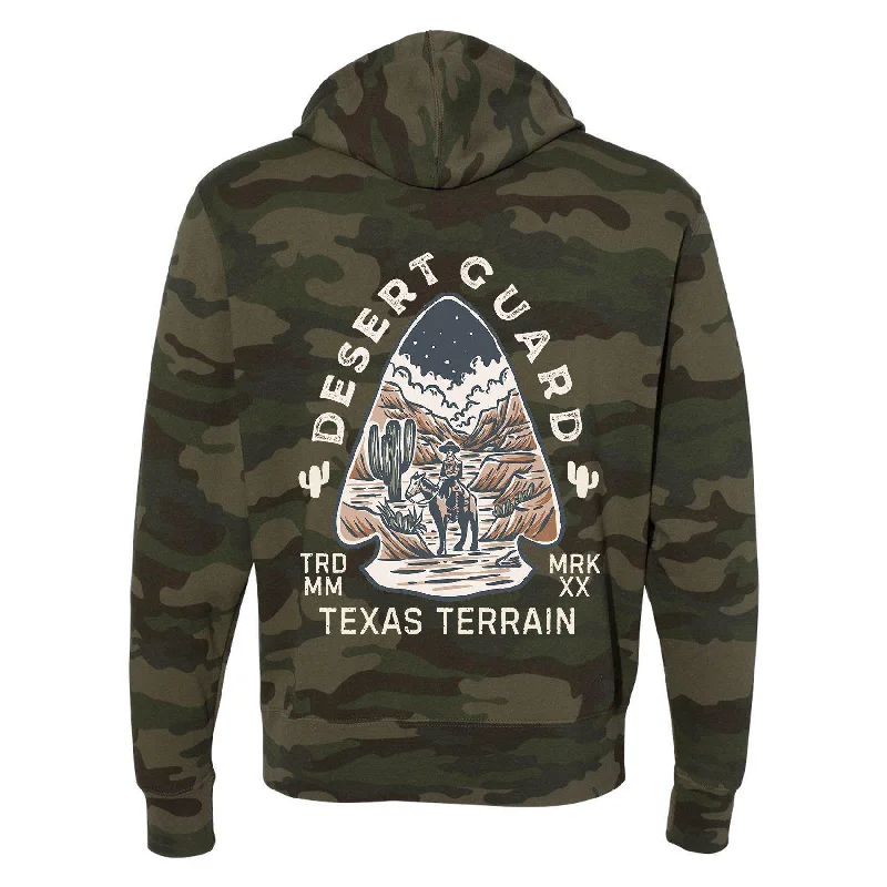 Desert Guard Texas Zipper Hoodie Hoodie with Button Placket Classic Preppy