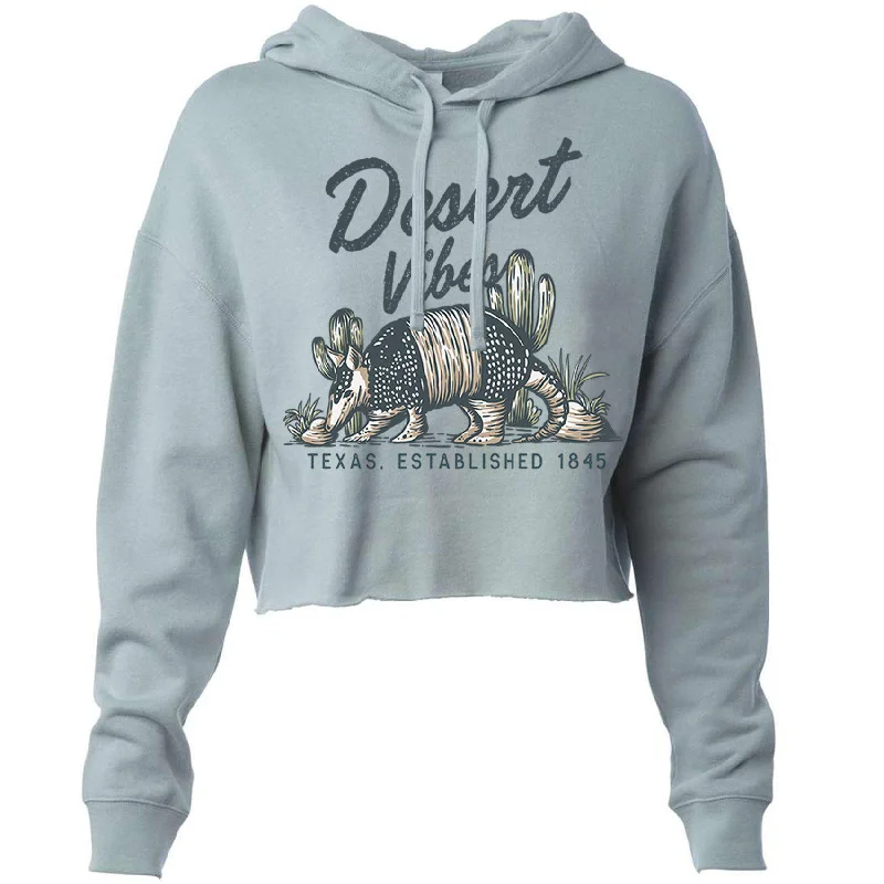 Desert Vibes Texas Cropped Hoodie Hoodie with Strings Custom Fit Adjustable