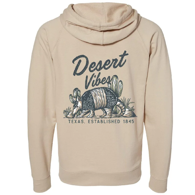 Desert Vibes Texas Raglan Zipper Hoodie Hoodie with Color Block Contrast Stylish